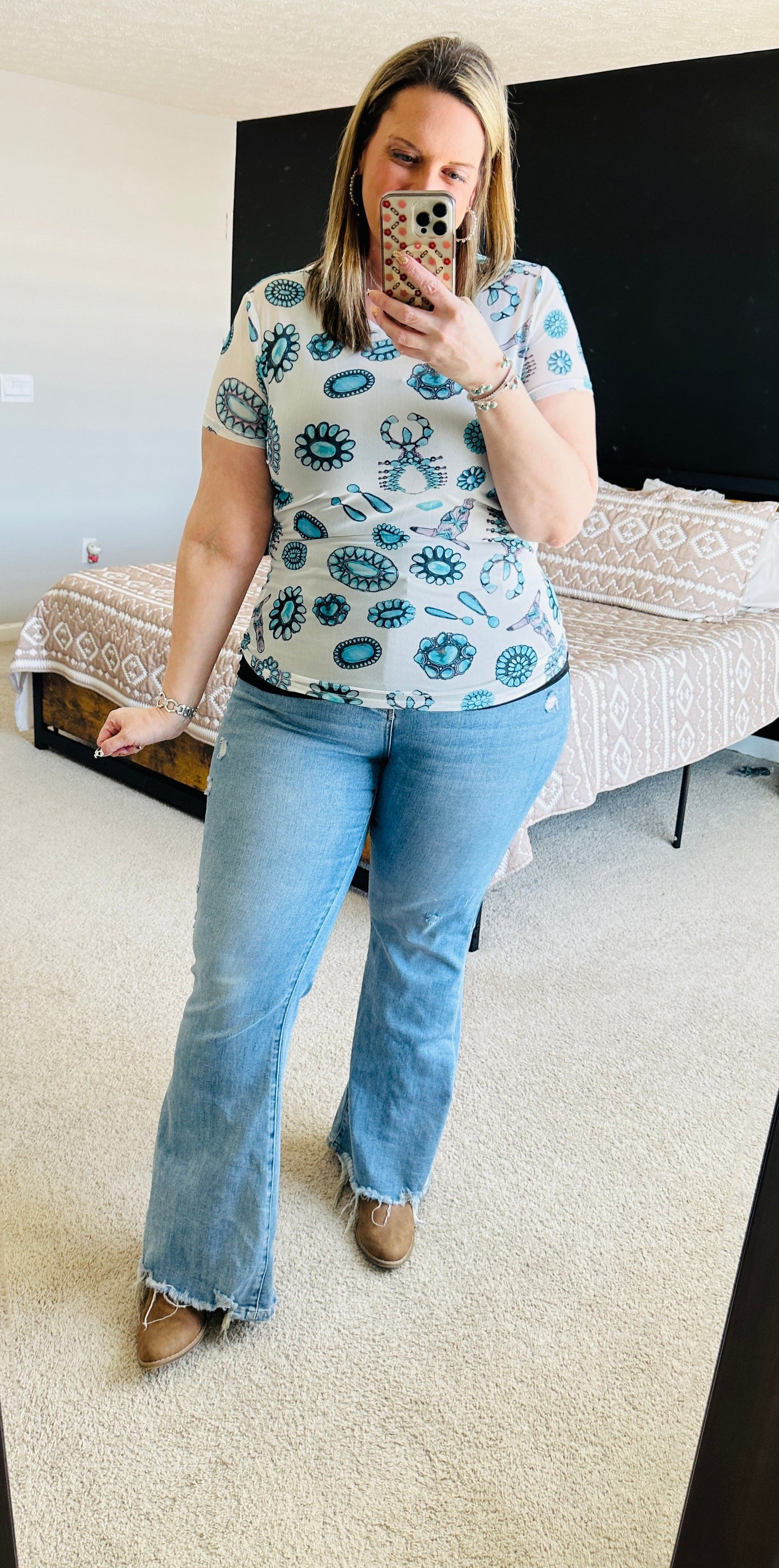 Turquoise Mesh Top
