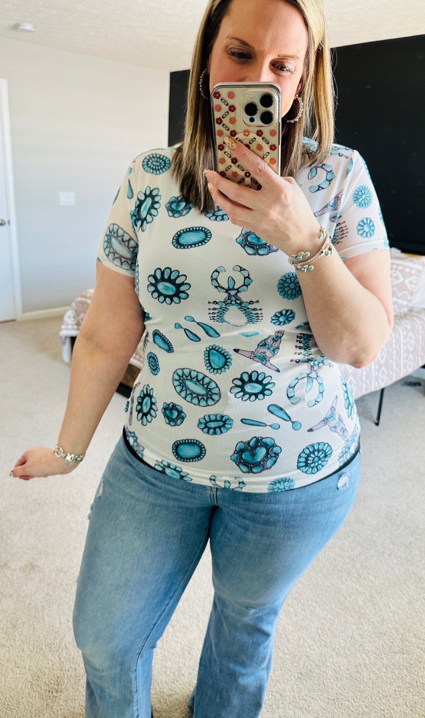 Turquoise Mesh Top