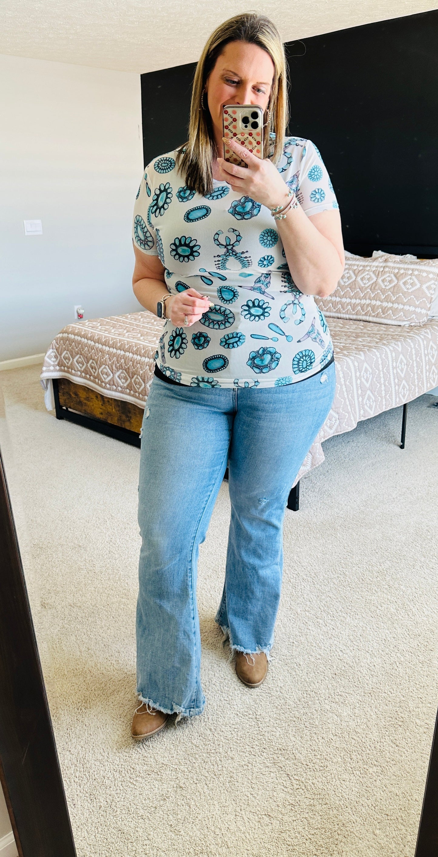 Turquoise Mesh Top