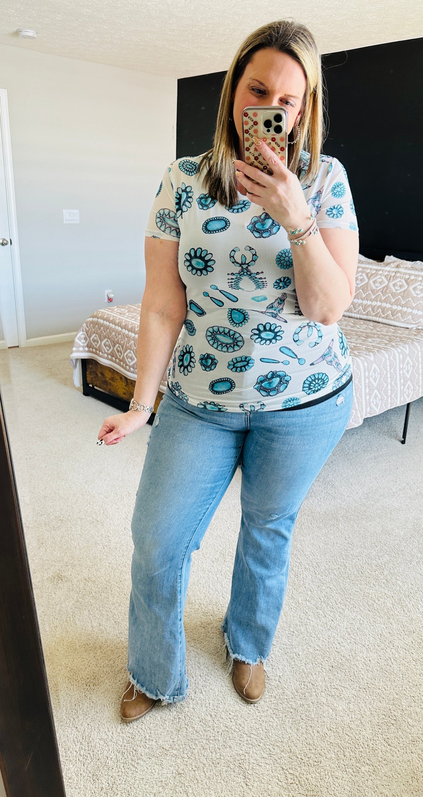 Turquoise Mesh Top